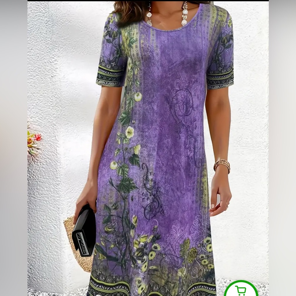 5 for $25! NWOT Floral Print Scoop Neck Short Sleeve Dress Size 1X